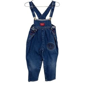 Vintage Oshkosh Denim Nautical Overalls Sz 4 Yrs Blue Jean Suspender Clip USA